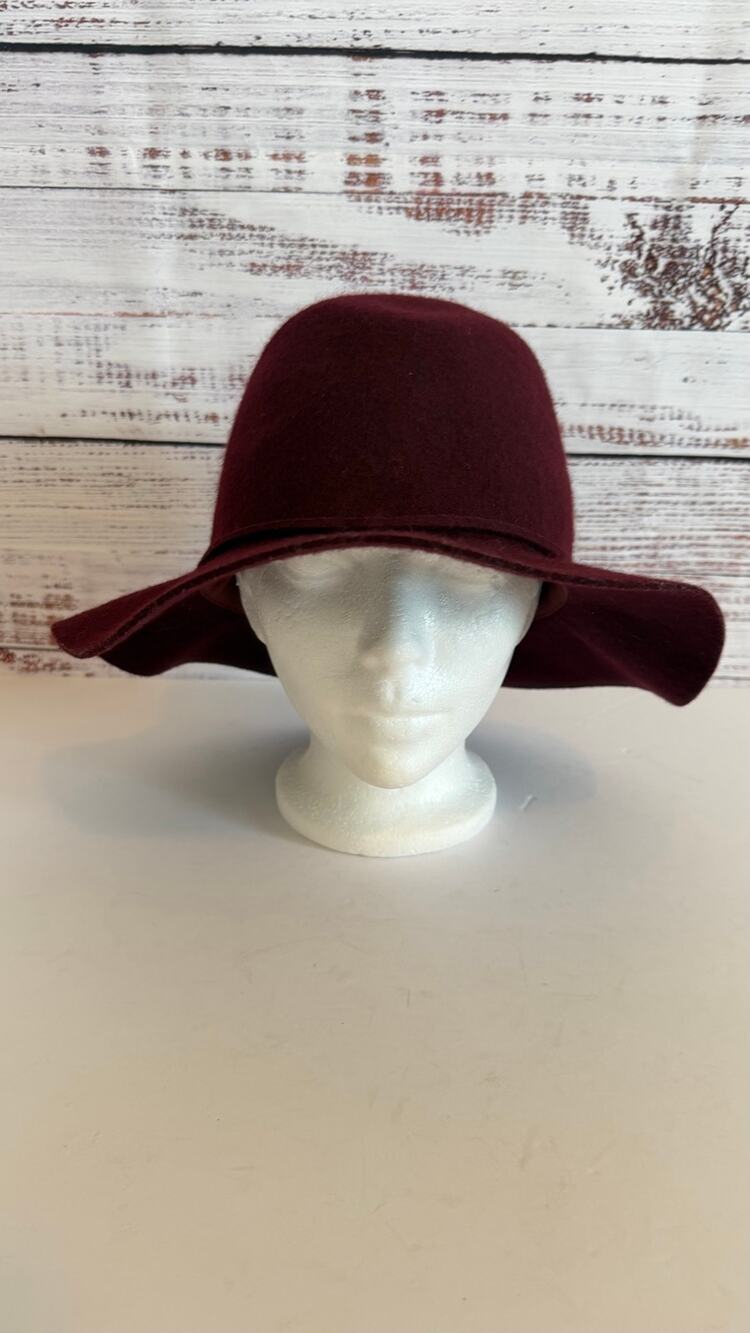 Floppy Wool Burgundy W0ide Brim Hat